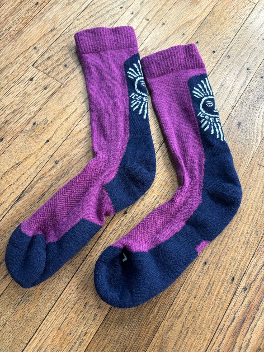 Icebreaker Magenta and Navy Men's Performance Crew Socks